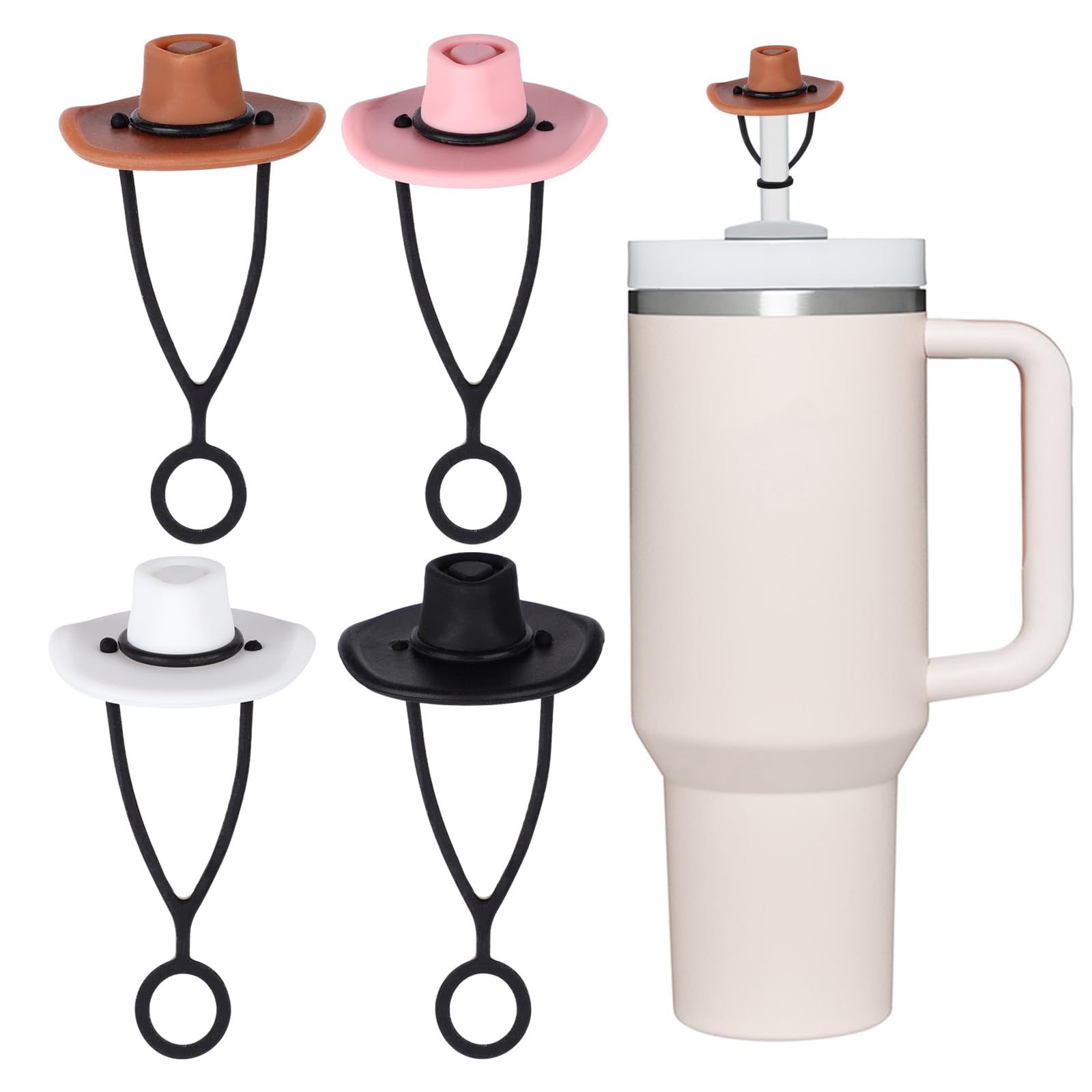 10 Cowboyhut-Strohhalm-Abdeckungen Für Stanley-Becher + Anhänger – Western-Style, Staubdicht