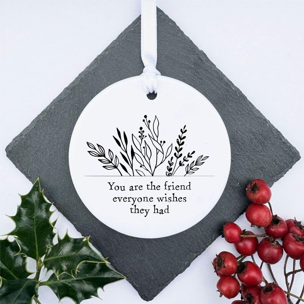 Luck and Luck Porcelain Hanging Decoration, You are the Friend.. Friendship Keepsake Gift, Gift For Friends Family, White Home Decoration Bauble