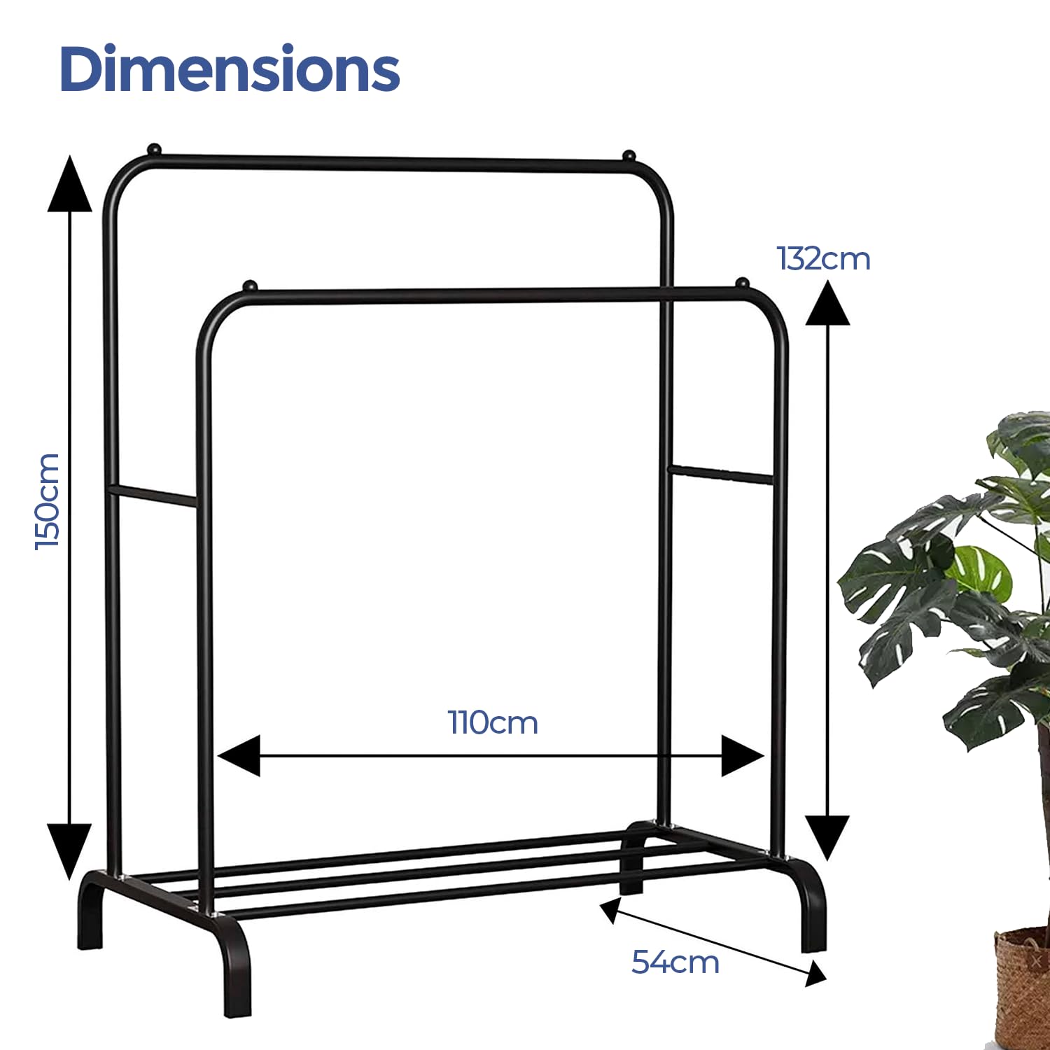 Hängender Kleiderständer Aus Metall - Doppelreihiger Kleiderorganizer Mit Rollen Für Schrank, Flur & Umkleide (frei Stehend, Robust)