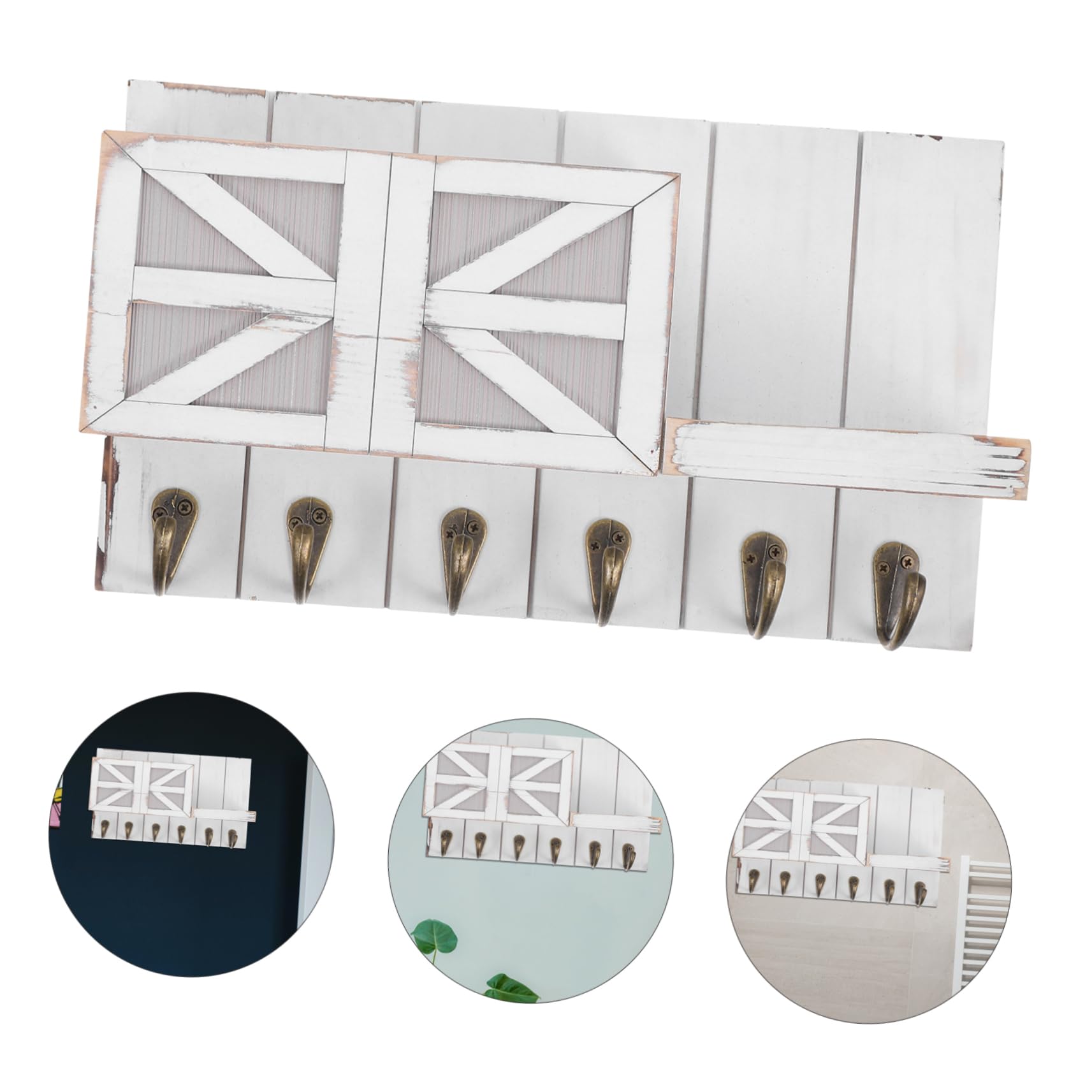 TOPBATHY Mensole da Parete in Legno e Ferro con Design Europeo Elegante, Portaoggetti e Portachiavi per Ingresso o Soggiorno