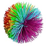 2PCS 3.2Inch Colorful Stringy Ball,Thick Silicone Bouncing Fluffy Jugging Ball Monkey Stress Ball Office Stress Toys (Rainbow, Medium*2PC)