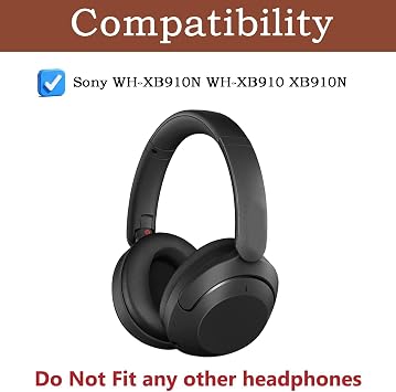 WH-XB910N Ear Pads YDYBZB Earpads Ear Cushions Headband Cover Replacement Compatible with Sony WH-XB910N WH-XB910 XB910N Headphones | Ear Pads Cushions with Soft Protein Leather,Added Thickness Noise Isolation Memory Foam - Black