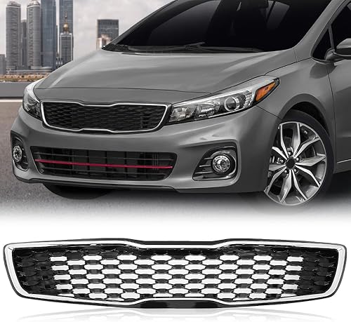 Miniatura 9 de CROSSDESIG Rejilla de parachoques superior cromada delantera compatible con Kia Forte5 Hatchback EX LX 2017 2018