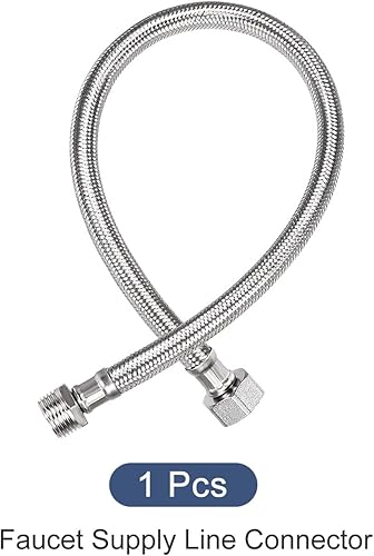 Miniatura 5 de METALLIXITY Conector de línea de suministro de grifo (19.685 in20 pulgadas), conector de manguera de suministro de agua 304 hembra G12 macho G12