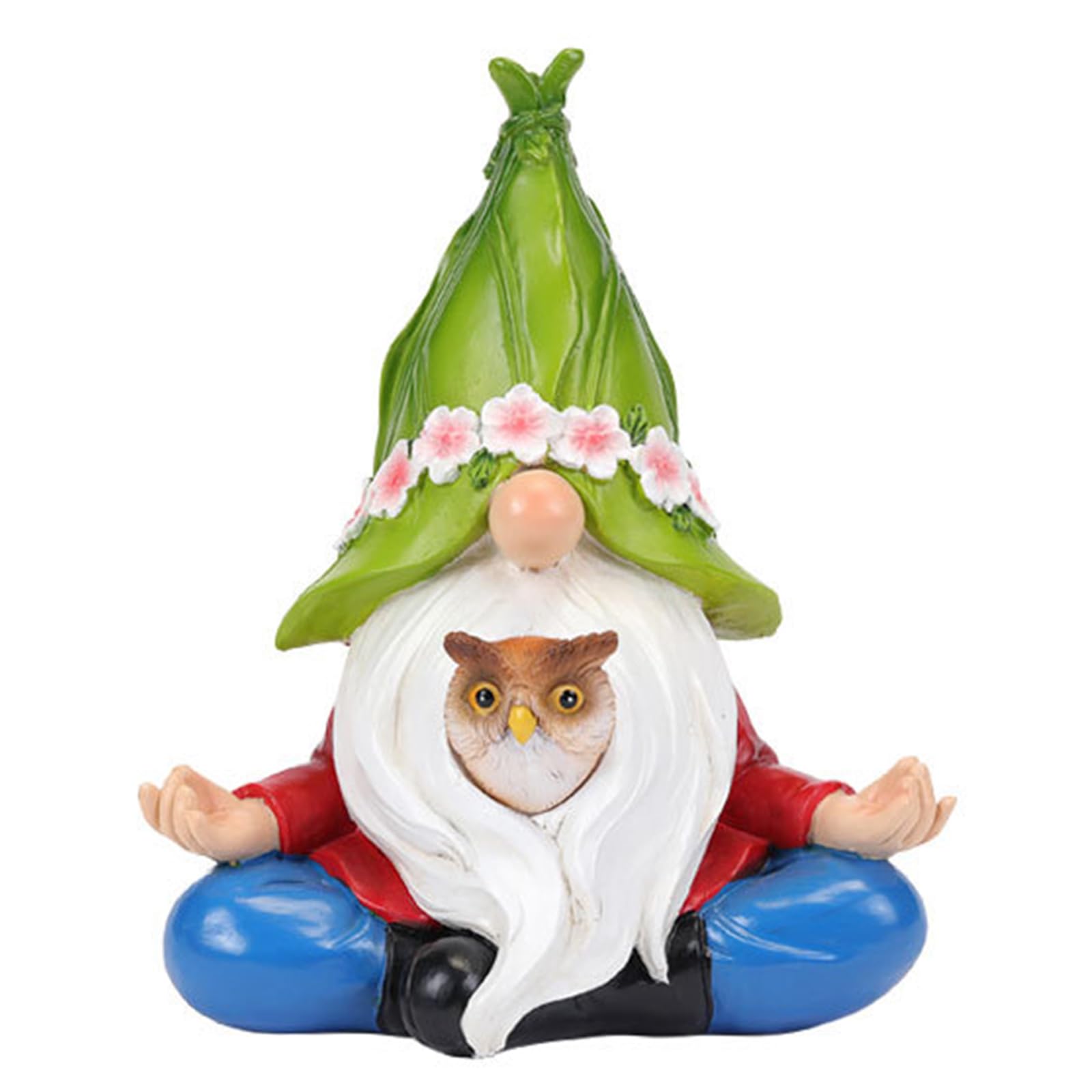 Resin Gnome Garden Ornament with Solar Light for Patio Balcony Yard Lawn (Owl)