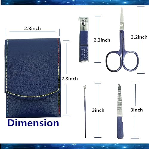 Miniatura 2 de Juego de manicura de 4 piezas, kit de cortaúñas de acero inoxidable, herramientas de cuidado profesional, regalo para hombres, padres y padres (azul)