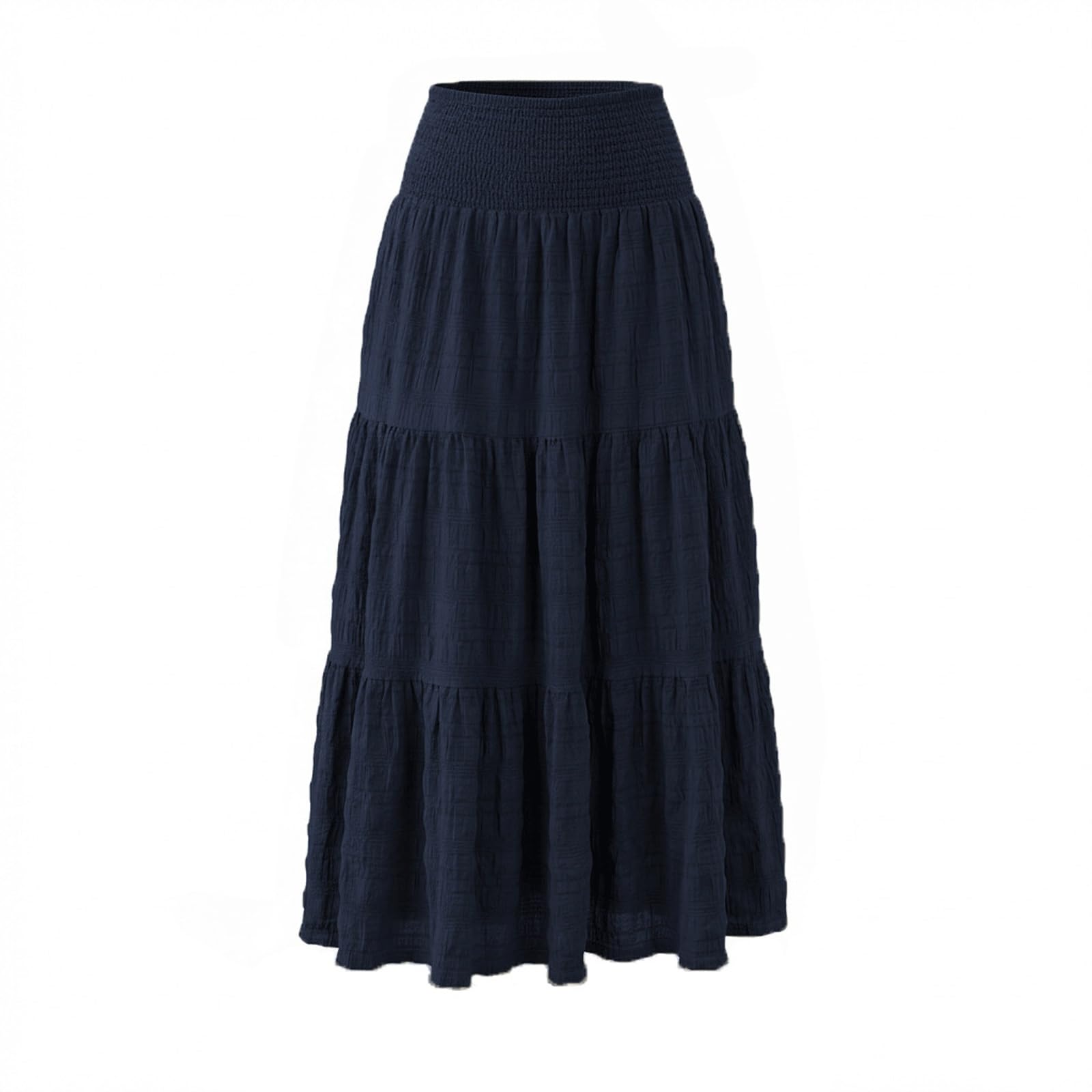 DUddTTW Patchwork Women's Maxi Skirt Solid Color Ankle Length Skirts Clothing(Tibetan blue,Lagre)