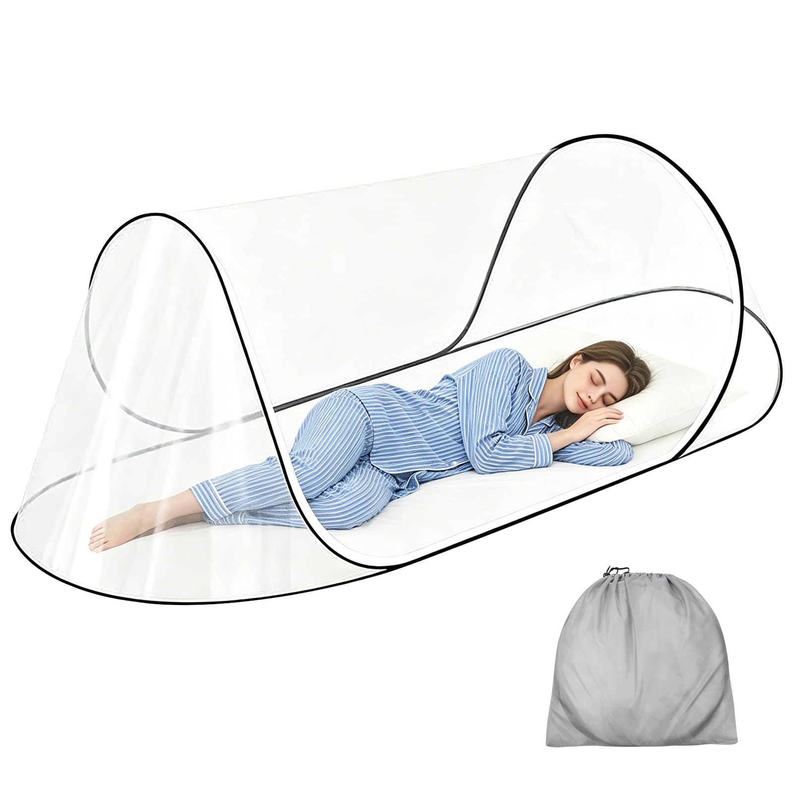 Vegena White Foldable Mosquito Net, Travel Mosquito Net, Pop Up Mosquito Net Tent With Zipper, Portable Camping Tent, Family Mosquitos Net Bed For Home, Dorm, Outdoor, Travel, Camping, 200 X 80 X 56 Cm
