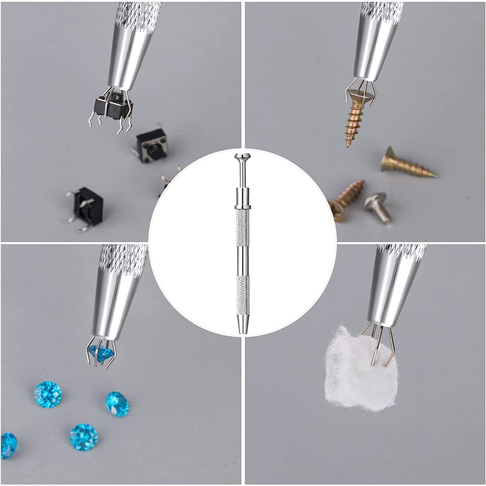 Pince à Piercing 4 Griffes - Acier Inoxydable, Longueur 12 Cm - Pour Bijoux, Perles, Montres, Lunettes, Travaux Délicats