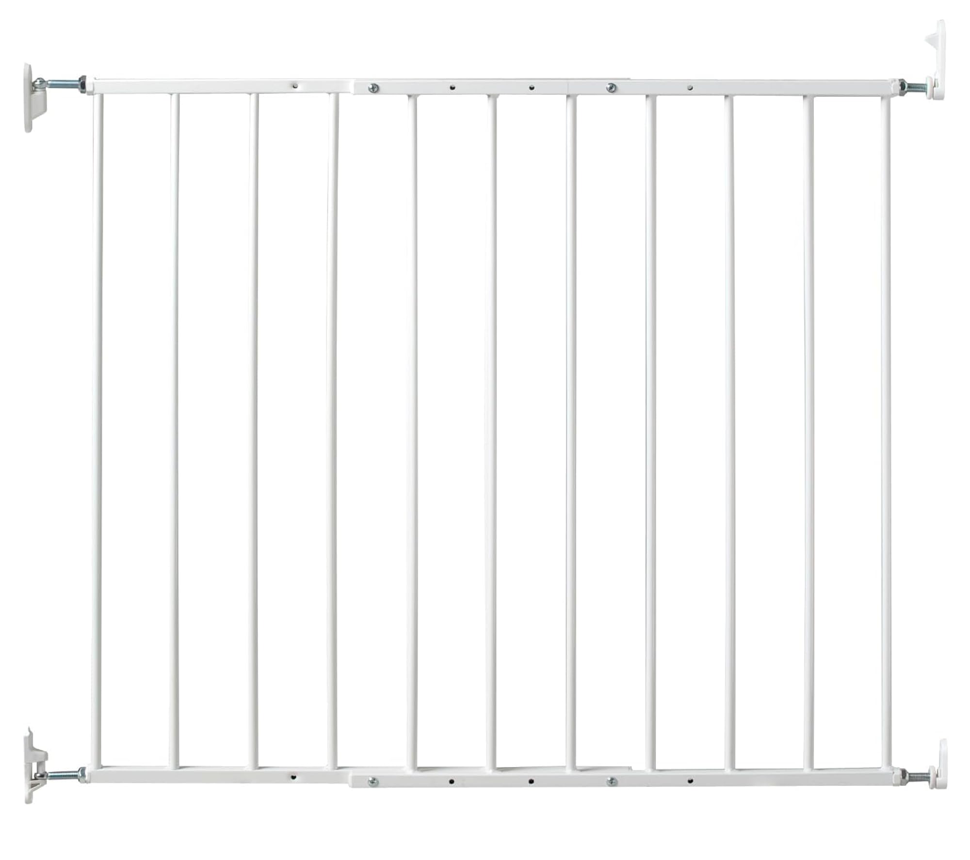 KidCo 24.75-42.5" Safeway Walk Through Baby Gate for Stairs and Doorways | No-Trip Top of Stairs Baby Gate No Bottom Bar | Quick-Release Mounted Hardware for Security and Easy Removal (White)