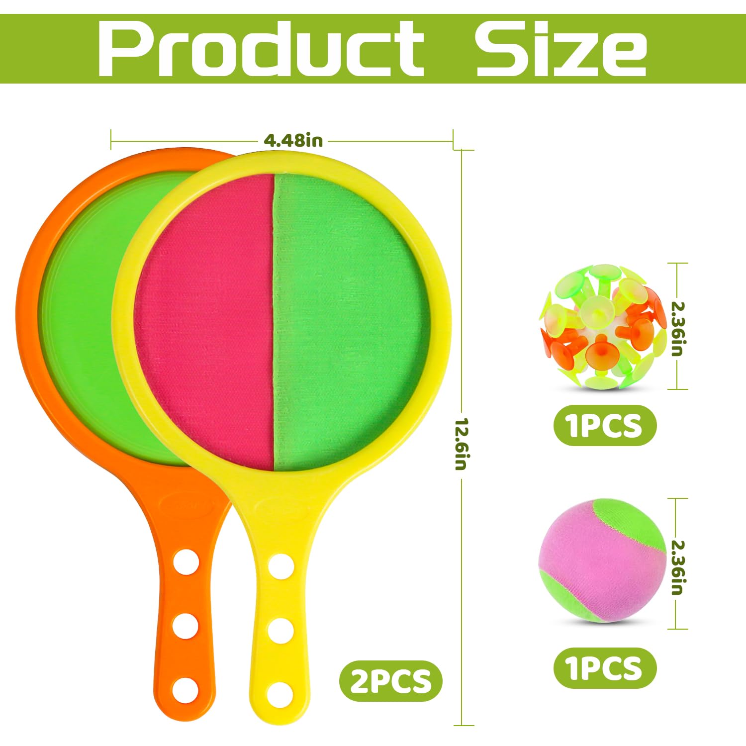 Dncvb Toss and Catch Game Set Sticky Bat and Ball Bat Ball Game with Sticky & Suction ball Outdoor Toys Beach Games Activities for Kids Ideal for Family Gathering - Image 2