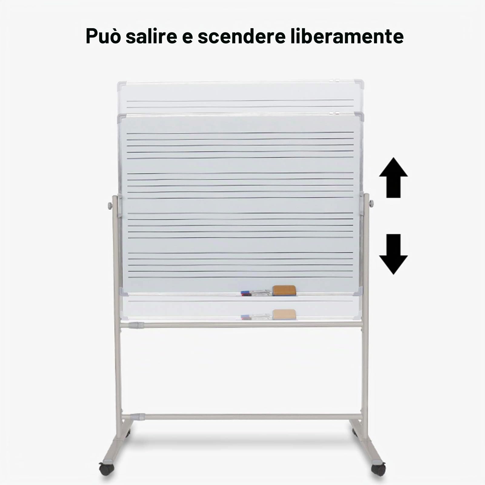 Lavagna Bianca bifacciale Mobile per la creazione di Musica con Pentagramma, Lavagna cancellabile a Secco, Angolo Regolabile in Altezza per la Scuola Domestica (90X120CM)
