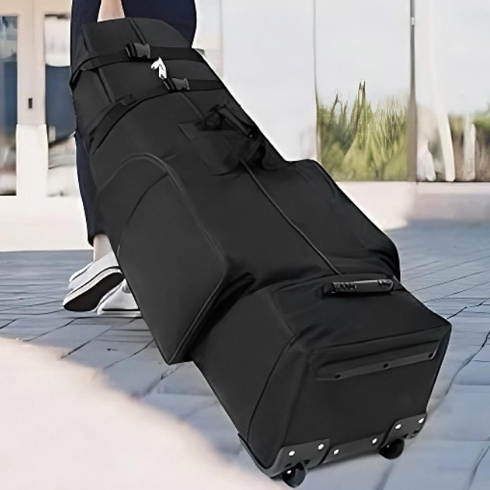 Golfreise -Taschen - Zusammenklappbarer Golfbeutelträger mit Rollrädern | Fluggesellschaft zugelassen | Kompakter Reisebereich für Golfclubs, tragbare Golfkoffer für Reisen, Golfausrüstungsbeutel für