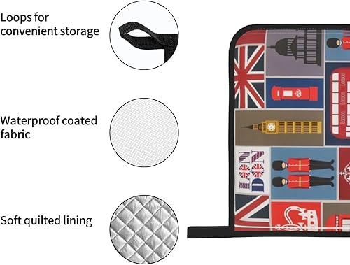 Miniatura 6 de England Symbols - Juego de manoplas de horno y soportes para ollas, duraderos, impermeables, aislados y fáciles de limpiar para cocina