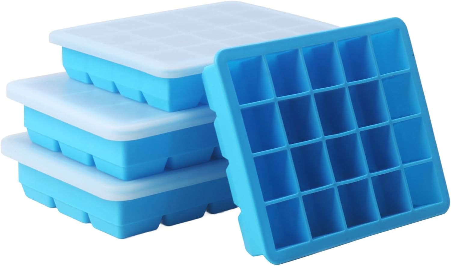 1 Tbsp & 2 Tbsp Silicone Freezer Molds - Perfect for Storing Garlic, Ginger, Pesto, Herbs,Tomato Paste, Lemon Juice,Vegetable Purees,Purees and More - Silicone Food Freezer Tray (4 Pack Blue)