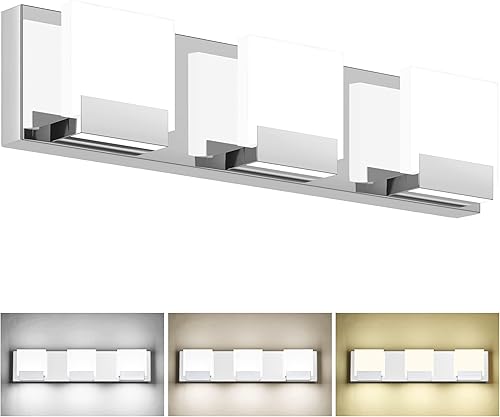 SOLFART 3 colores de temperatura regulable 3 luces vanidad accesorios de iluminación luces de baño sobre espejo color de luz ajustable 3000K/ 4500K/