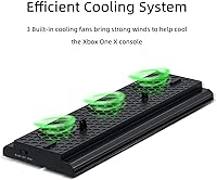 Vista 4 de Mcbazel Soporte de refrigeración vertical para Xbox One X, soporte de ventilador de refrigeración con 3 puertos USB y barra de luz compatible solo
