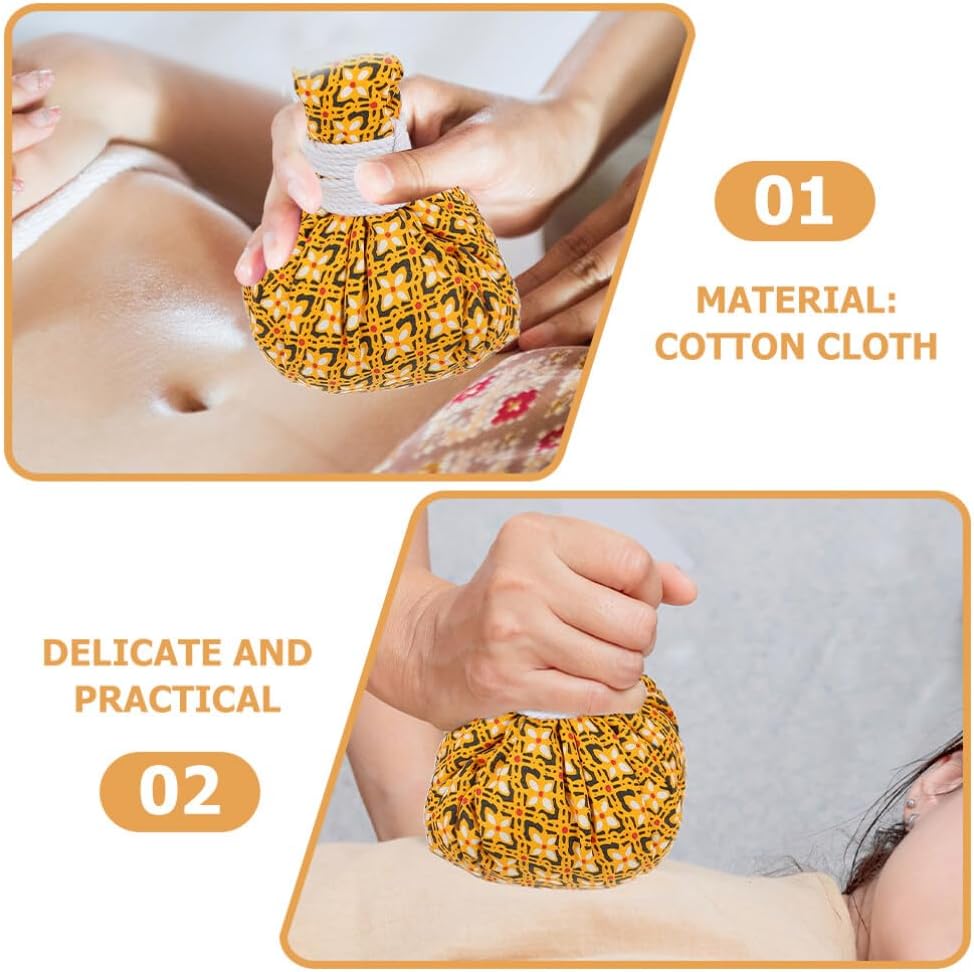 Beavorty 2pcs Thai Massage Balls Spa Herbal Massage Compress Ball Warm Hot Therapys Warming Bags Chinese Herbal Health Bags for Body Relaxing Aroma