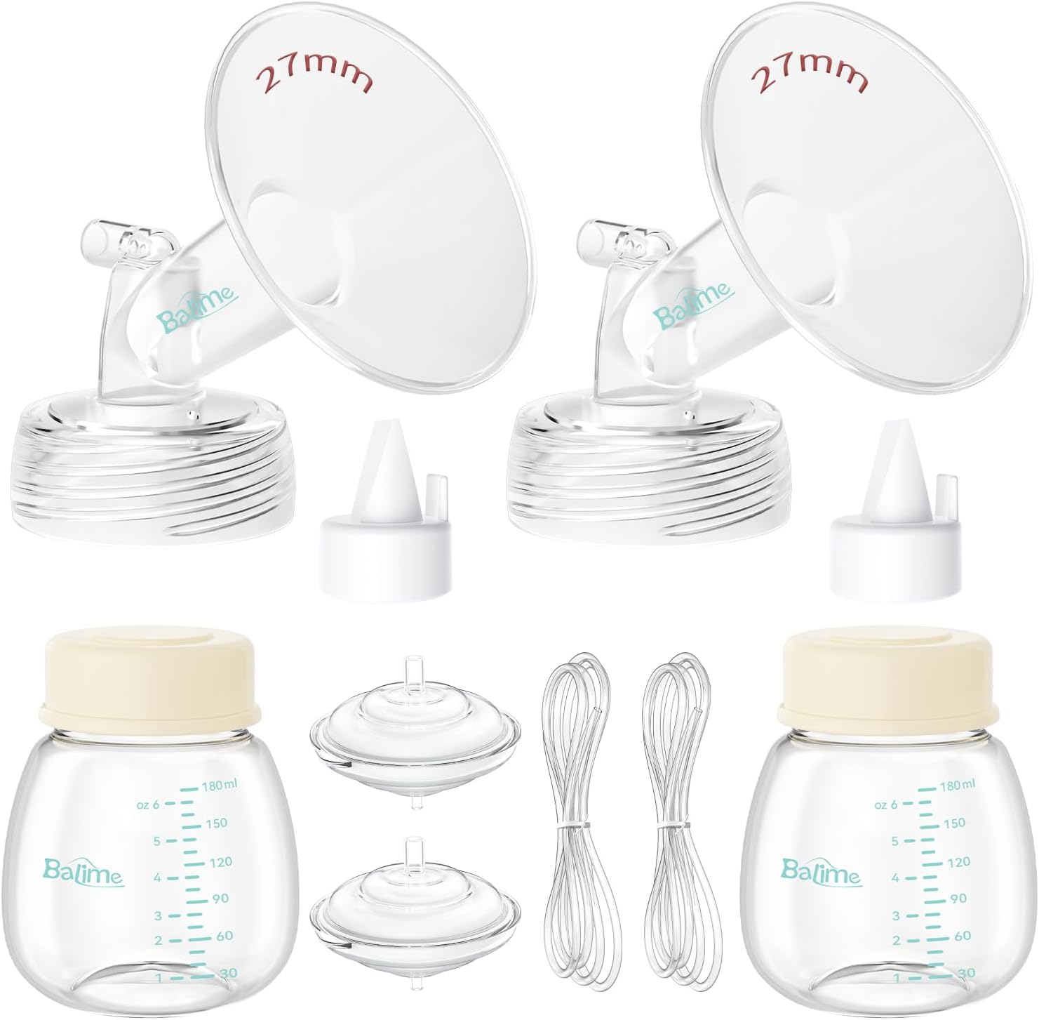 Pump Parts Compatible with Spectra S1/S2/9 Plus, Not Original Accessories, Full Set Replacements Include 27mm Flanges, Valves, Backflow Protectors (Duckbills Included), Tubings and Bottles
