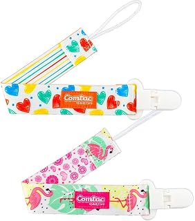 Prendedor de Chupetas 2 Peças Corações Flamingo Comtac Kids 1212