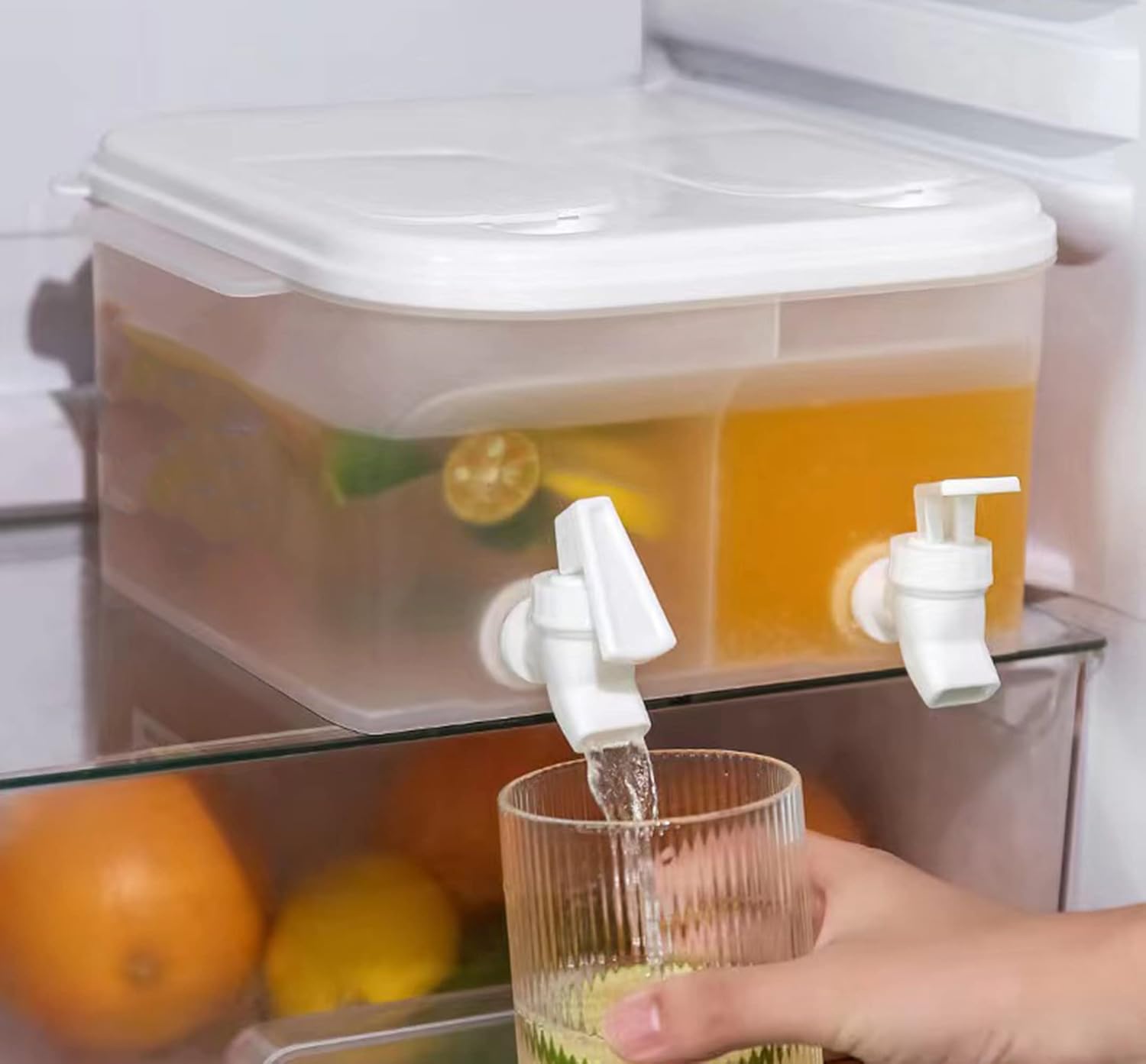 CGIZEA Plastic Drink Dispenser with 2 Spigots for Fridge