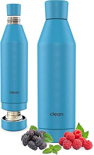 Miniatura 2 de The Clean Hydration Co, Canteen 17, botella de agua de acero inoxidable aislada al vacío fácil de limpiar con tapa inferior extraíble (Aqua)
