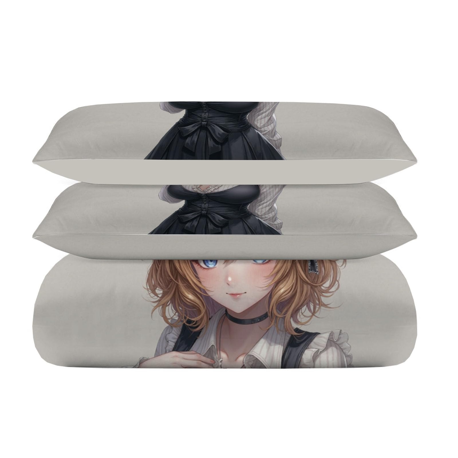 Copripiumino Maglietta Vestito Ragazza per Adolescenti Adulti, Reversibile Set di Biancheria da Letto per Anime da 3 Pezzi 240x220cm, Federa per Letto King (1 Copripiumino + 2 Federa)