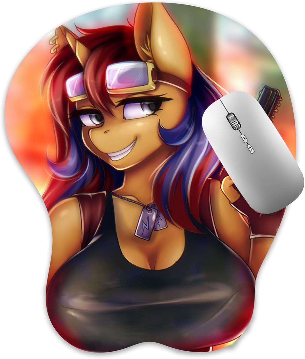 3D Mouse Pad Oppai Mousepad with Soft Gel Wrist Rest Anime Manga Gaming Boob pad Anti-Slip Mouse Mat （Voltag）