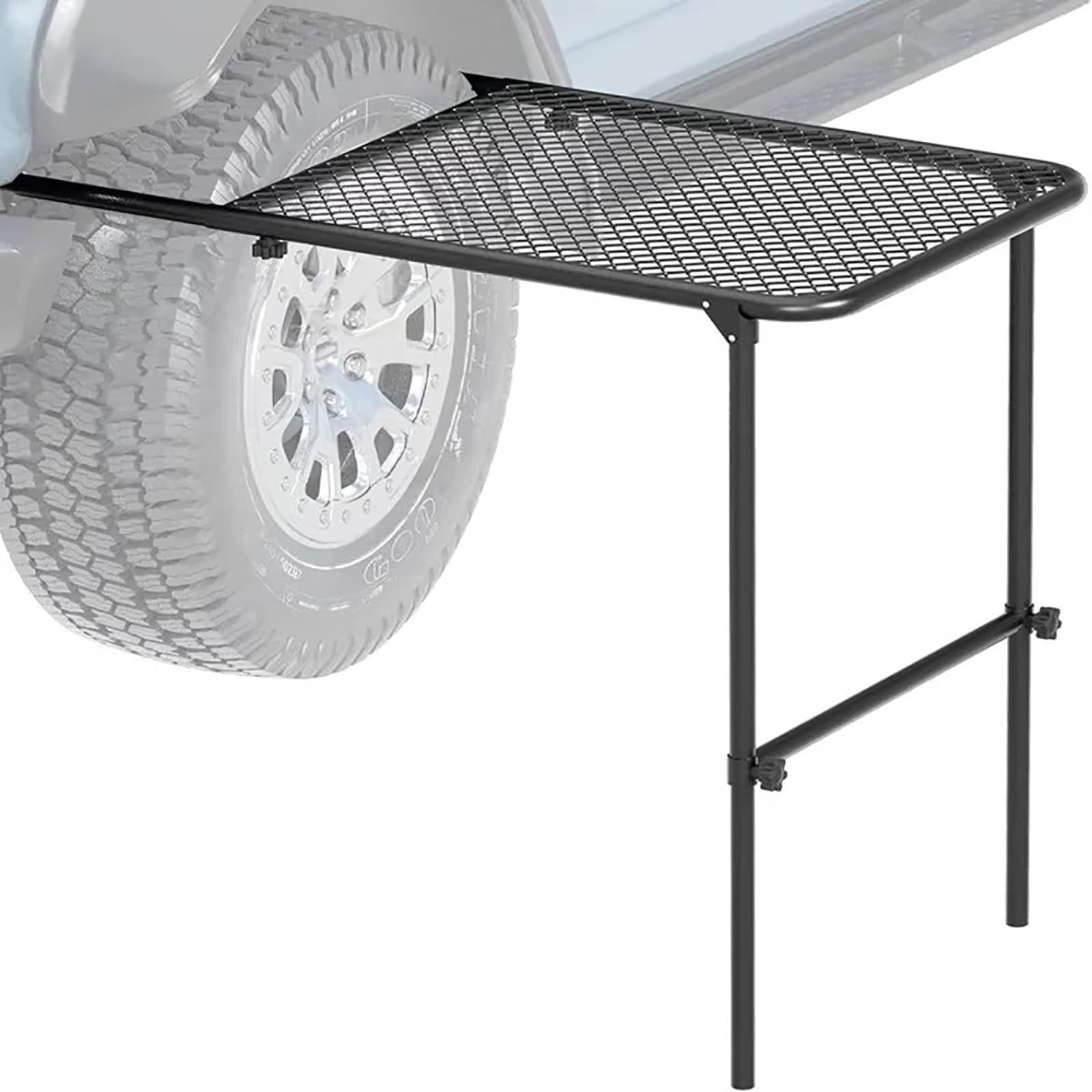Table de camping pliante sur pneu en acier pour stabiliser vos repas d'extérieur