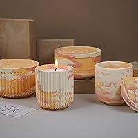 Vista 4 de 4Pcs Candle Jar Silicone Molds Set, Jars and Bottles with Lids Container Moulds, Striped Round Pot Molds for Making Uv Epoxy Plaster Concrete