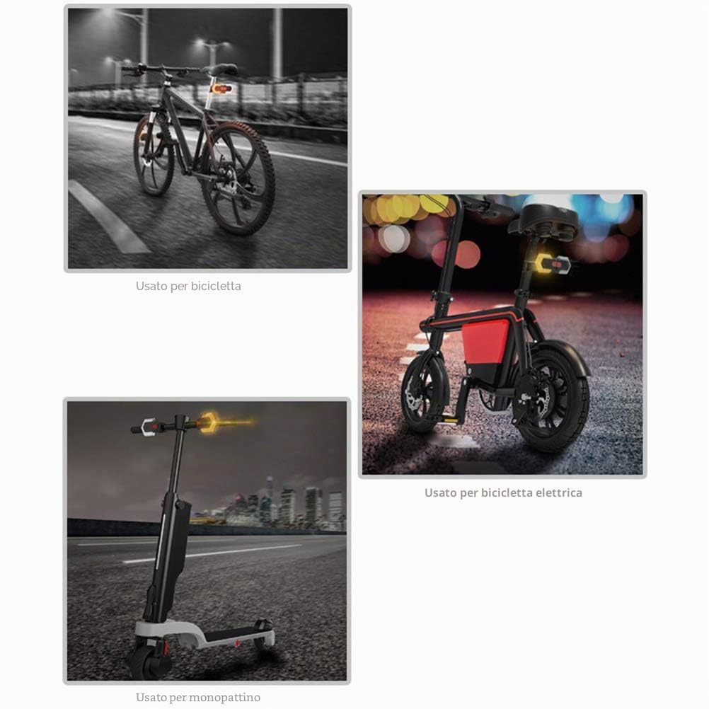 Luce posteriore della bicicletta, indicatori di direzione della bicicletta a LED, luce di avvertimento di sicurezza impermeabile con telecomando
