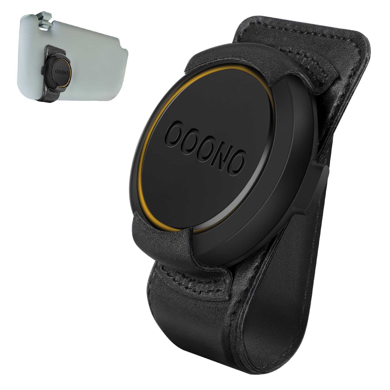 DESELL Ooono 2 Halterung Auto Sonnenblende Halterung Kompatibel mit Ooono Co-Driver No2, Halter für ooono2 Warner Auto Leder Schwarz,robust und langlebig