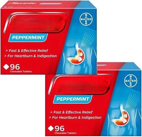 MM Peppermint 96 Tablets Pack of 2 | Fast-Acting Heartburn & Indigestion Relief | Peppermint Flavour Antacid | Stomach Acid Neutraliser | Digestive Health Support