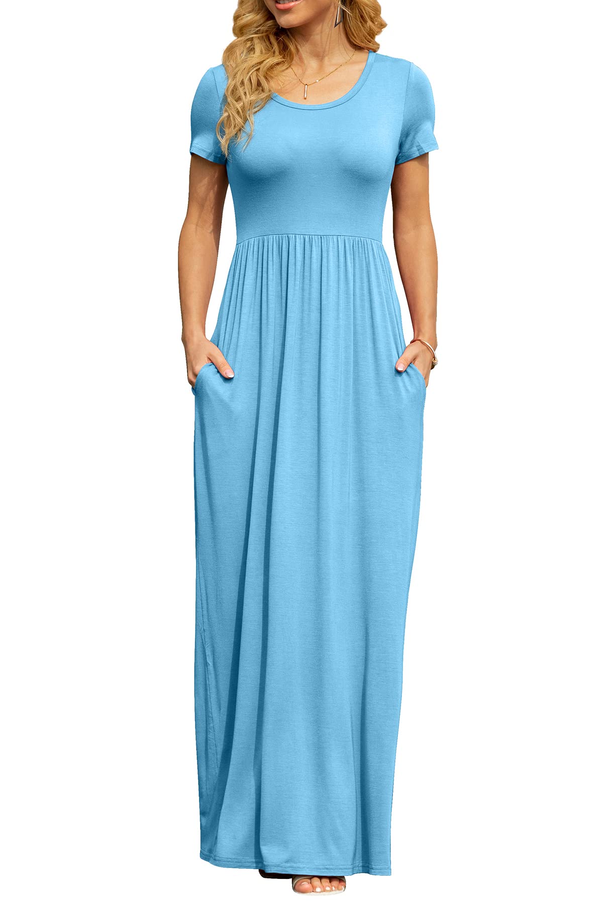 Db Moon Womens 2022 Casual Summer Maxi Dresses Short Sleeve