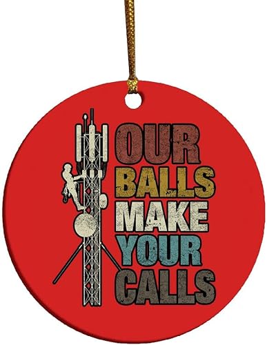 Miniatura 2 de Our Balls Make Your Calls Cell Tower Climber Idea Adorno de Navidad