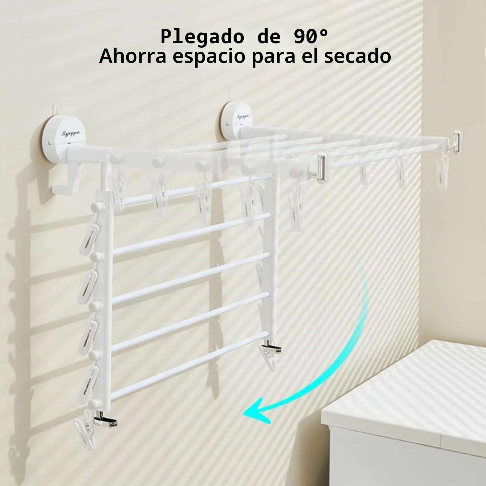 Perchero Plegable Perchero de Ventosa con 10 Ganchos Secador de Toallas Portátil Secador de Ropa de Viaje para Ropa Interior Exterior(Weiß)