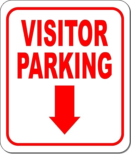 VISITOR PARKING DIRECTIONAL DOWNWARD ARROW RED Aluminum Composite Outdoor Sign 8.5" x10"