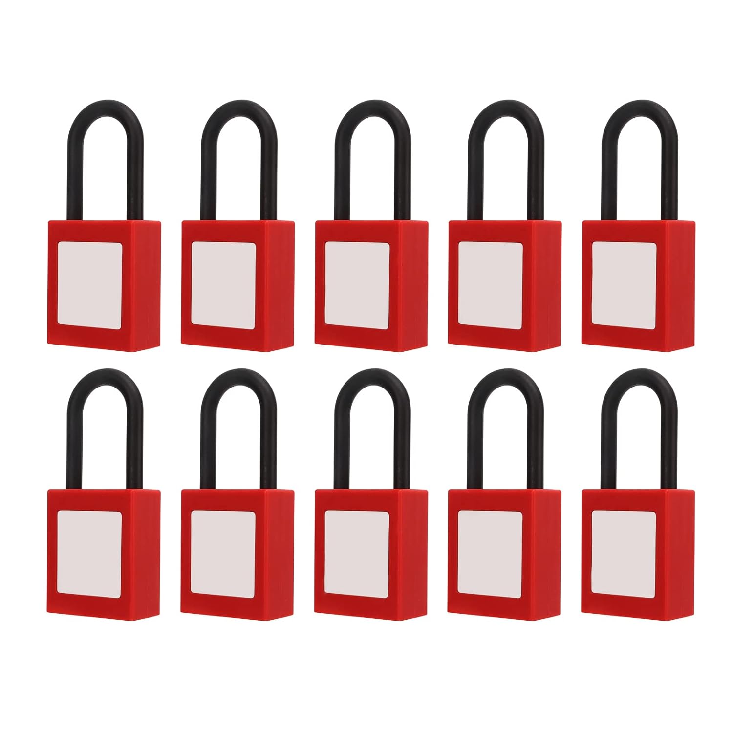 10 Pcs Lockout Tagout Lock Nylon Beam Insulate Safety Padlock Set High Strength Nylon Beam ABS Body Anti Copper Key for Industrial Chemical Electric Power Coal