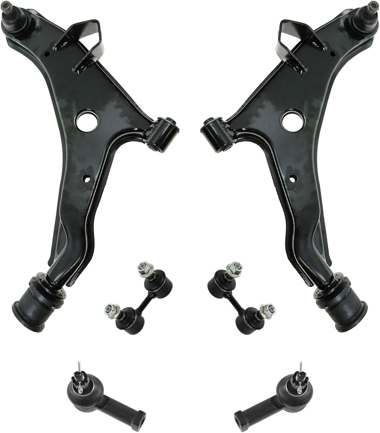 TRQ Front Steering & Suspension Kit Control Arm with Ball Joint Sway Bar Stabilizer Link Tie Rod Compatible with Eagle Mitsubishi Plymouth MI4510100 MI4510101 MI4511100 MI4511101