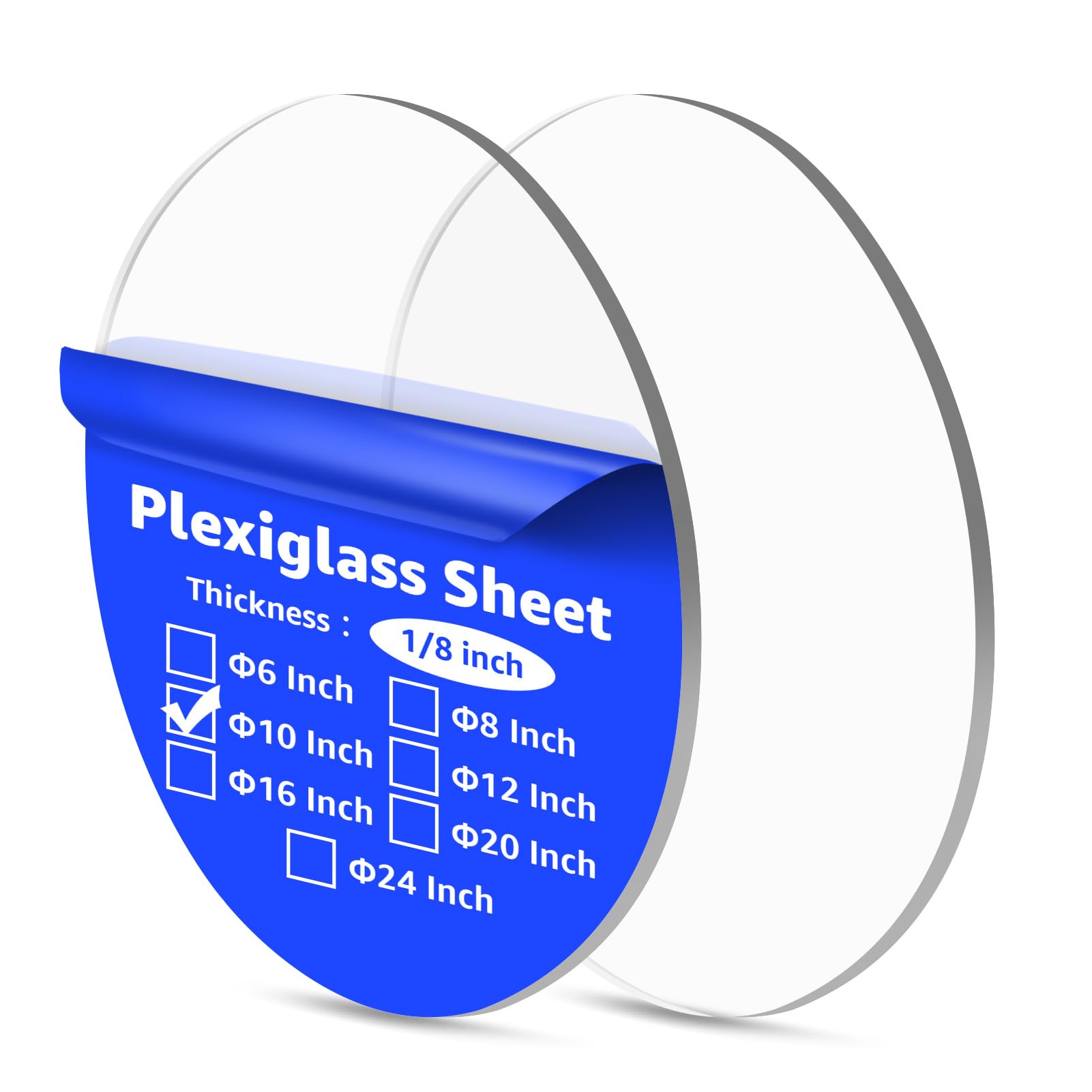 Art3d 2Pcs 1/8" Round Clear Acrylic Sheets, 10 Inch Diameter Transparent Circle Blanks, Round Plexiglass Disc, Circle PET Panel for DIY, Cake, Crafts,