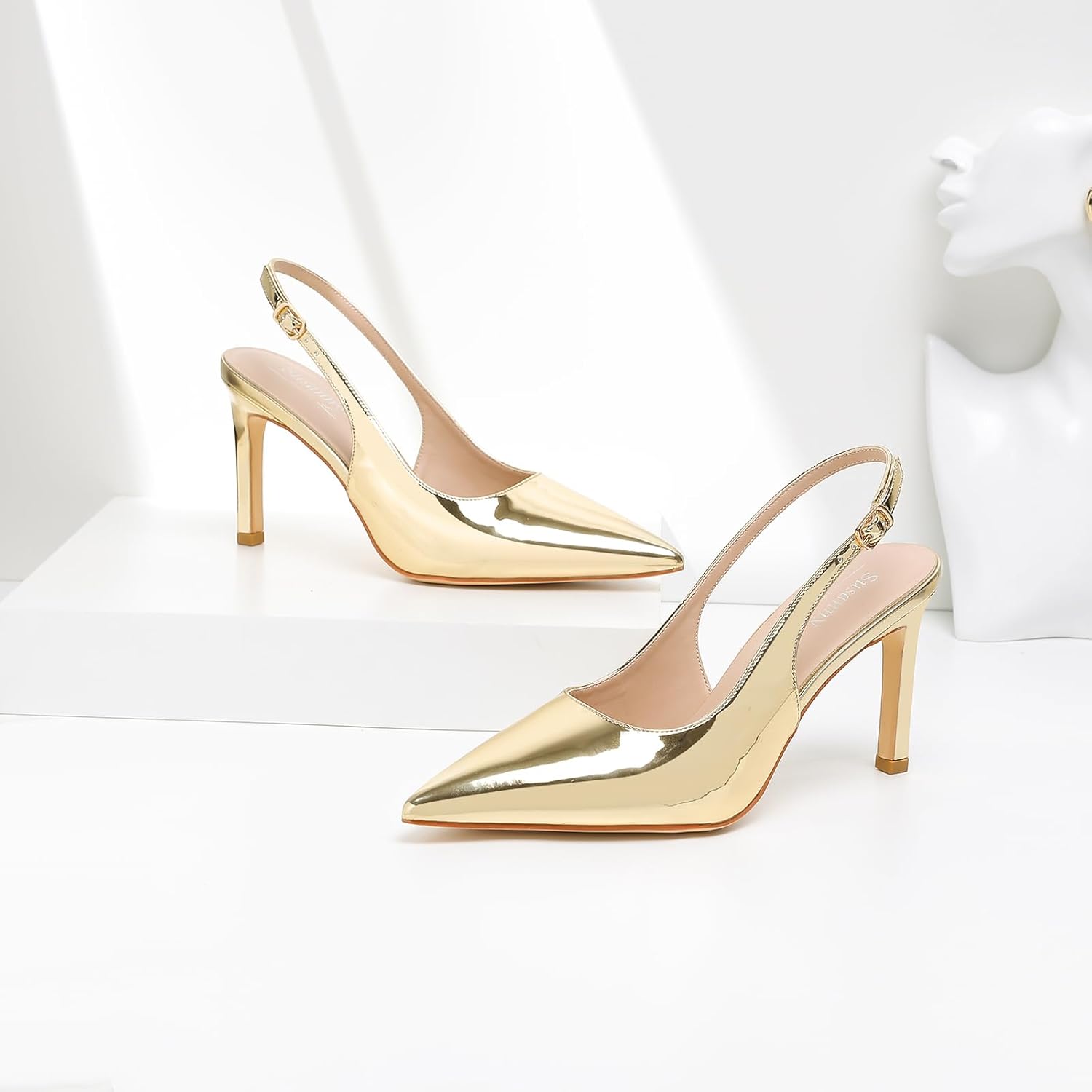 Susanny Slingback Heels for Women Pointed Closed Toe Stiletto Kitten Women's Sexy High Heeled Pumps Stray Casual Dressy Shoes Comfortable Wedding Brida Party Office - Image 7