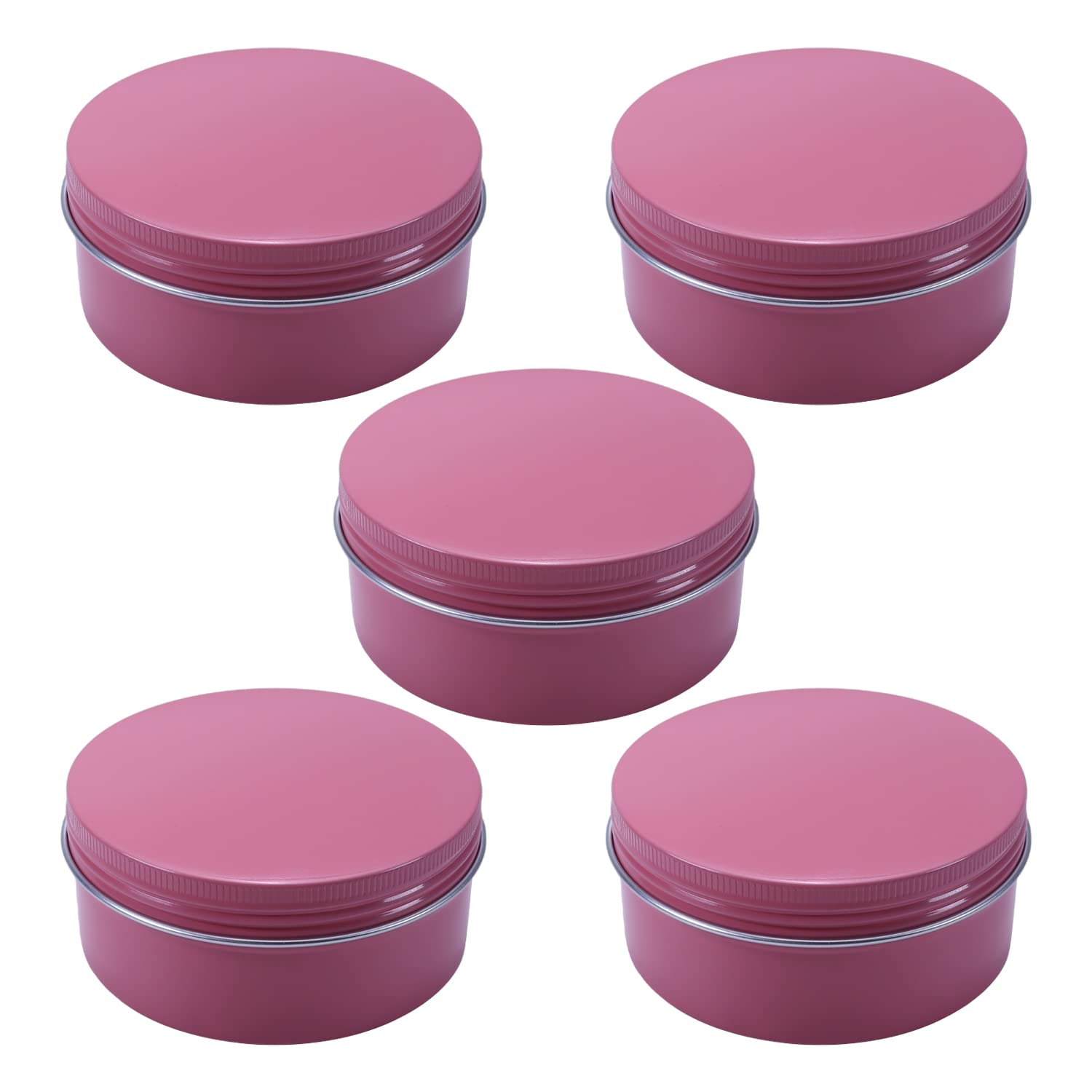 Othmro 150ml Aluminium Tin Jars, 12pcs Round Metal Tins Empty Storage Containers, Makeup Storage Can Candles Jars Tins with Lid for DIY Crafts Travel Storage Pink (150ml/5oz)