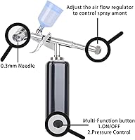 Vista 13 de Kit de Aerógrafo de Alto Flujo de Aire, Compresor de Aerógrafo Portátil, Aerógrafo Inalámbrico Recargable, Mini Aerógrafo, Pistola de Aerógrafo