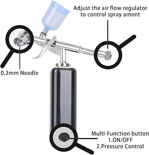 Miniatura 13 de Kit de Aerógrafo de Alto Flujo de Aire, Compresor de Aerógrafo Portátil, Aerógrafo Inalámbrico Recargable, Mini Aerógrafo, Pistola de Aerógrafo