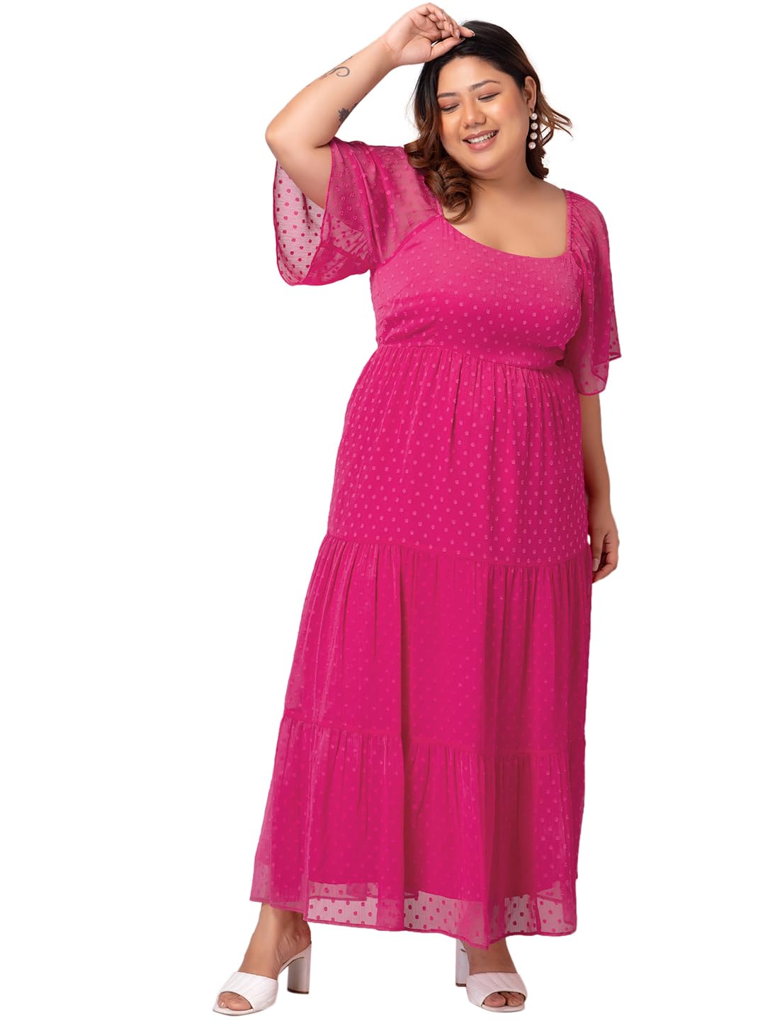 FabAlleyWomen Georgette Square Neck Maxi Dress