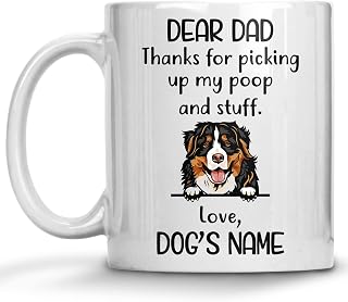 Personalized Bernese Mountain Dog Coffee Mug, Custom Dog Name, Customized Gifts For Dog Dad, Father's Day, Birthday Halloween Xmas Thanksgiving Gift For Dog Lovers Mugs