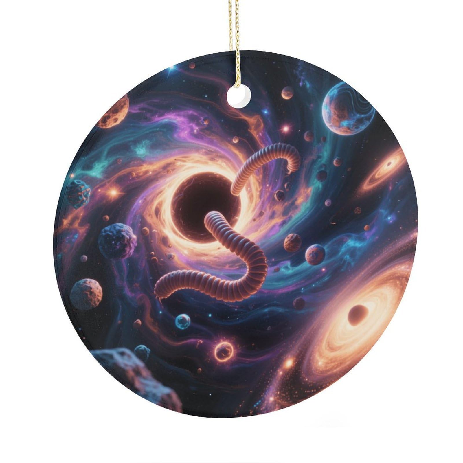 Fekiloot Style Interstellar Wormhole Christmas Ornaments 2.9 Inch Round Ceramic Ornament Keepsake Thank You Gifts For Office, Room, Home - Holiday Present Ideas