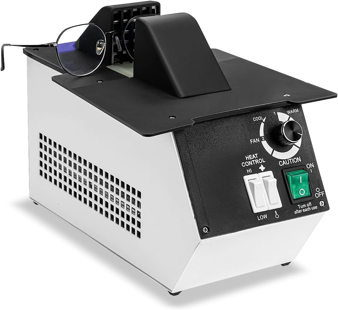 Eyeglasses Frame Heater, 1500W Optical Glasses Frame Heater Warmer, 110V Eyeglass Heating Equipment, Hot and Cold Switching, 80℃-130℃ Adjustable Temperature