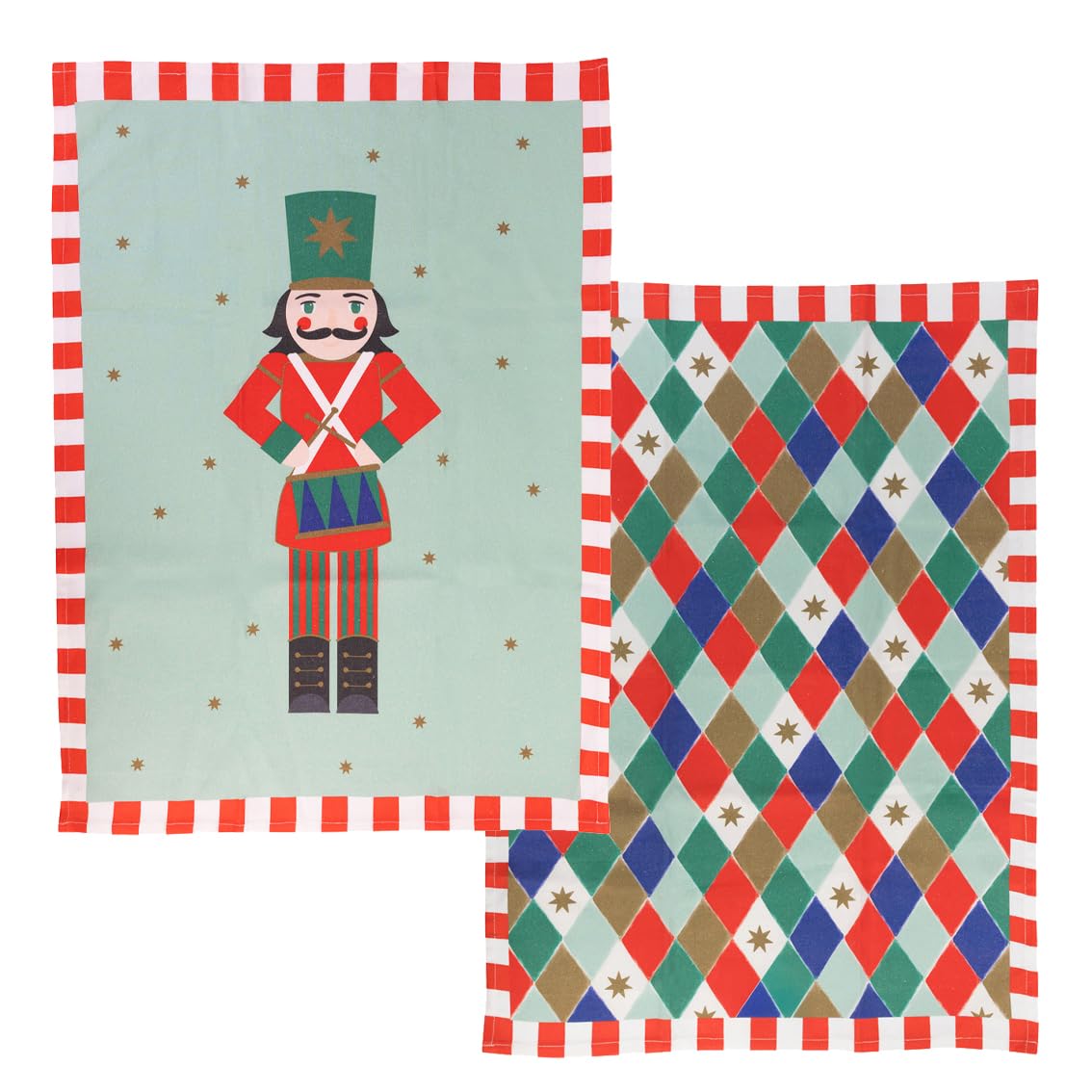 Talking Tables 2 x Cotton Christmas Tea Towels, Nutcracker Kitchen Towels