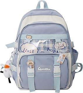 QQYG Zaino da donna in stile semplice e carino con fibbia, zaino impermeabile, borsa da scuola, zaino per studenti universitari
